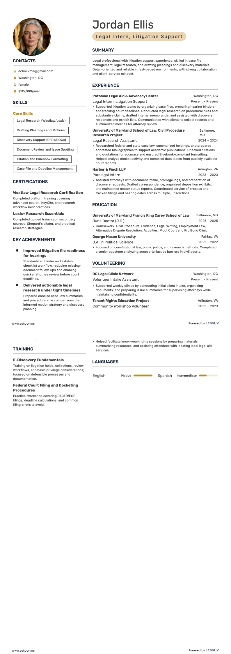 Legal Intern, Litigation Support full preview