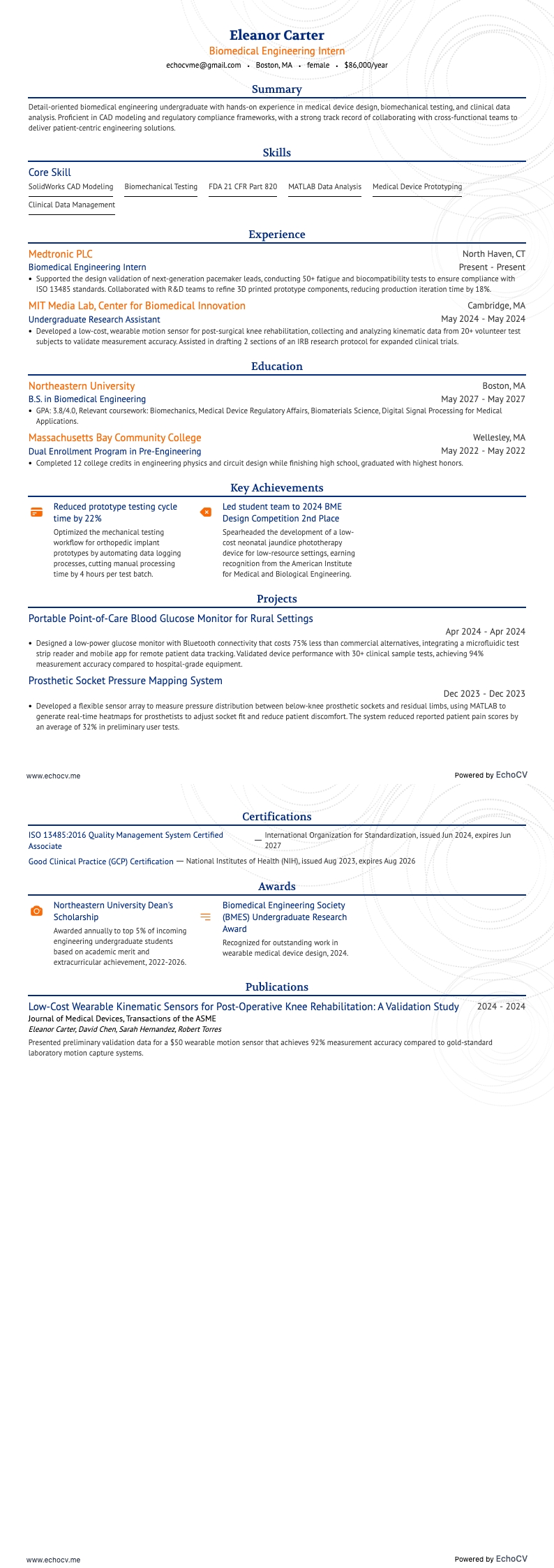 Biomedical Engineering Intern