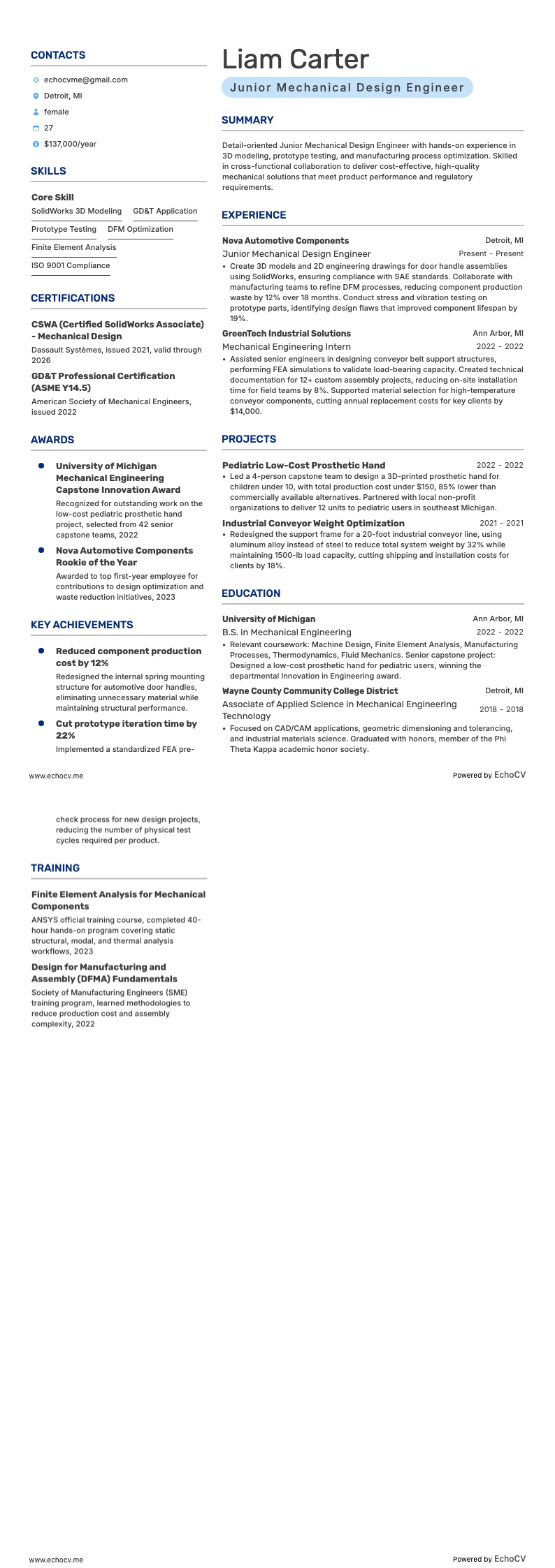 Konstruktionsingenieur Maschinenbau resume example