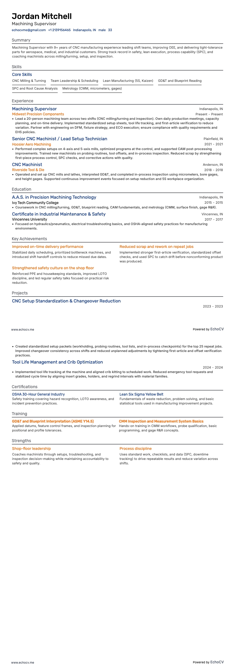 Maquinista resume example