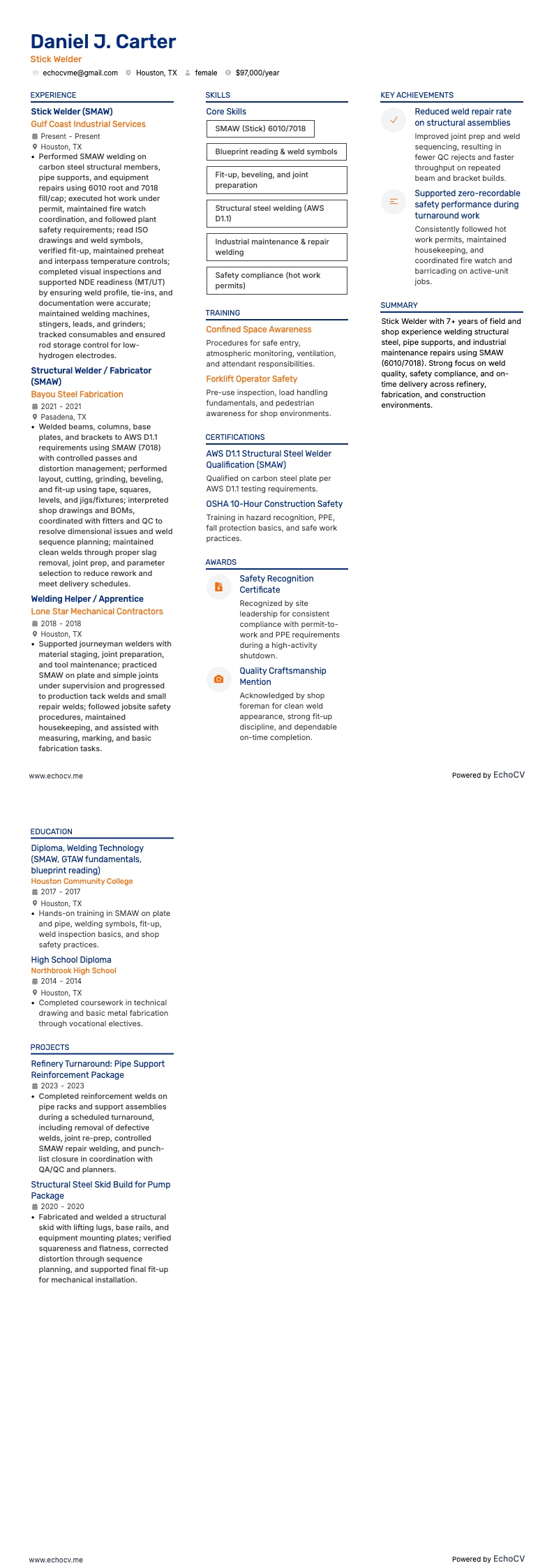 Soldador por eletrodo example resume