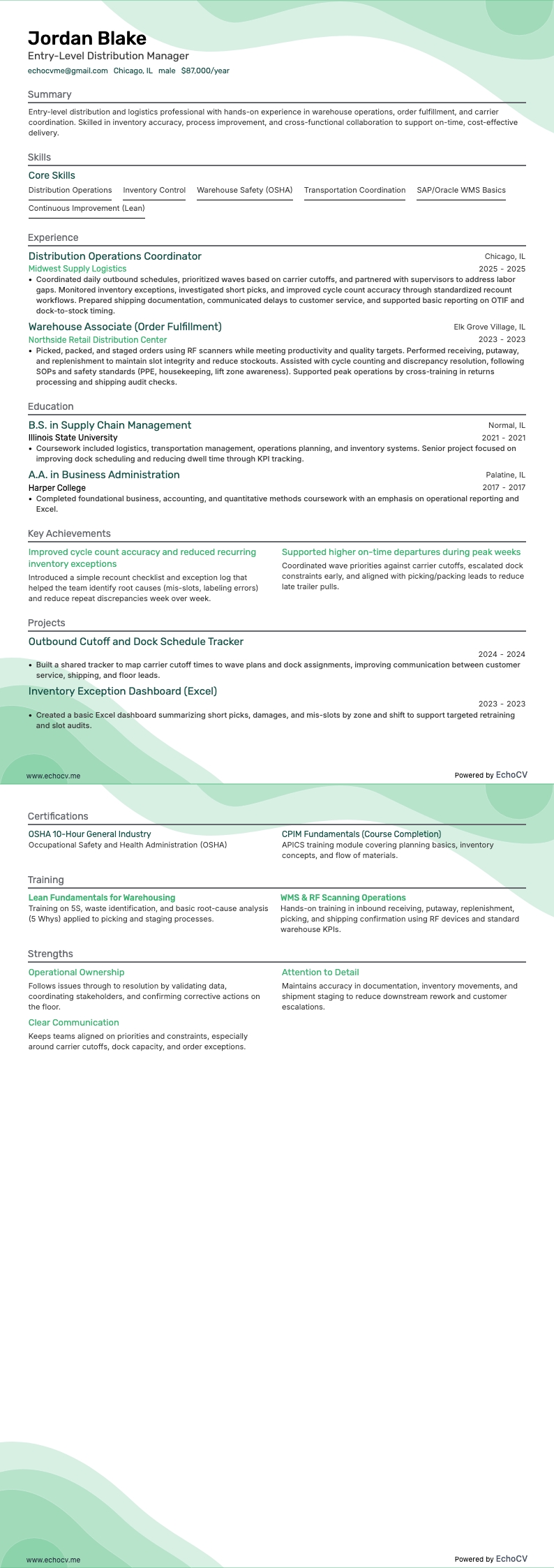 Distributionsmanager (Einstieg)