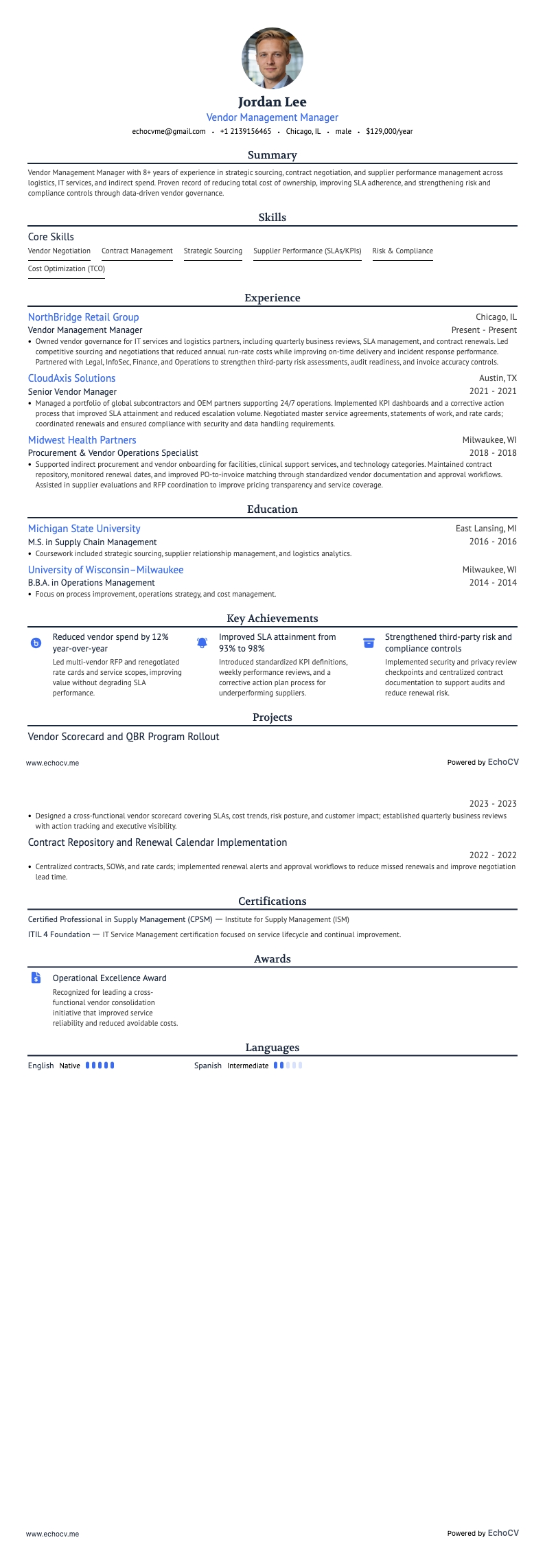 Vendor Management Manager full preview