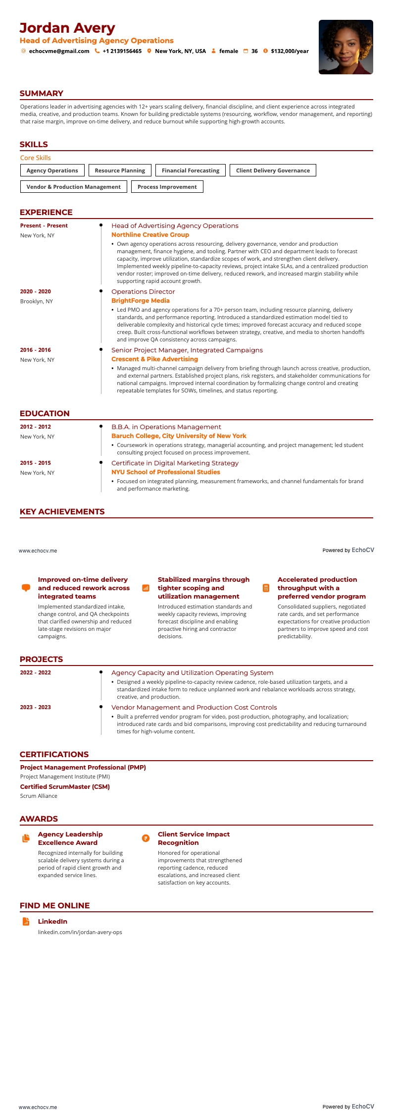 Reclamebureau resume example