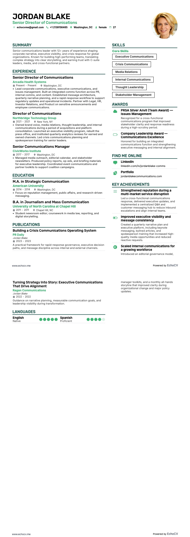 Senior Director of Communications full preview