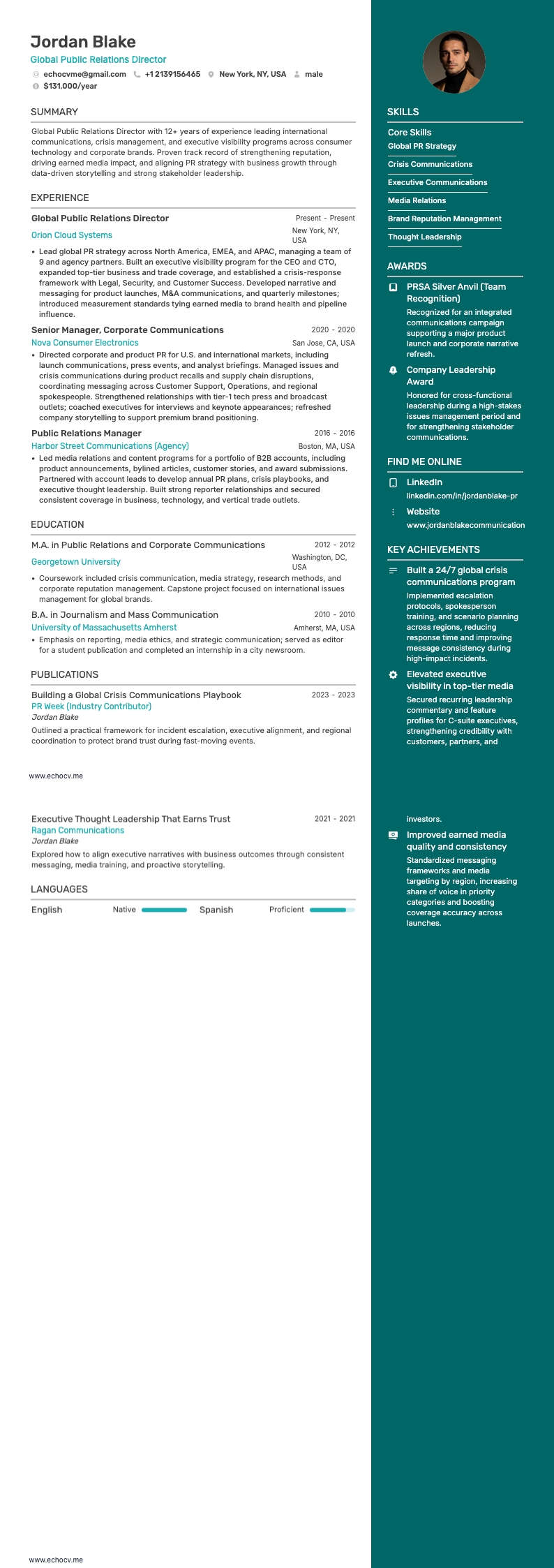 Global Public Relations Director full preview