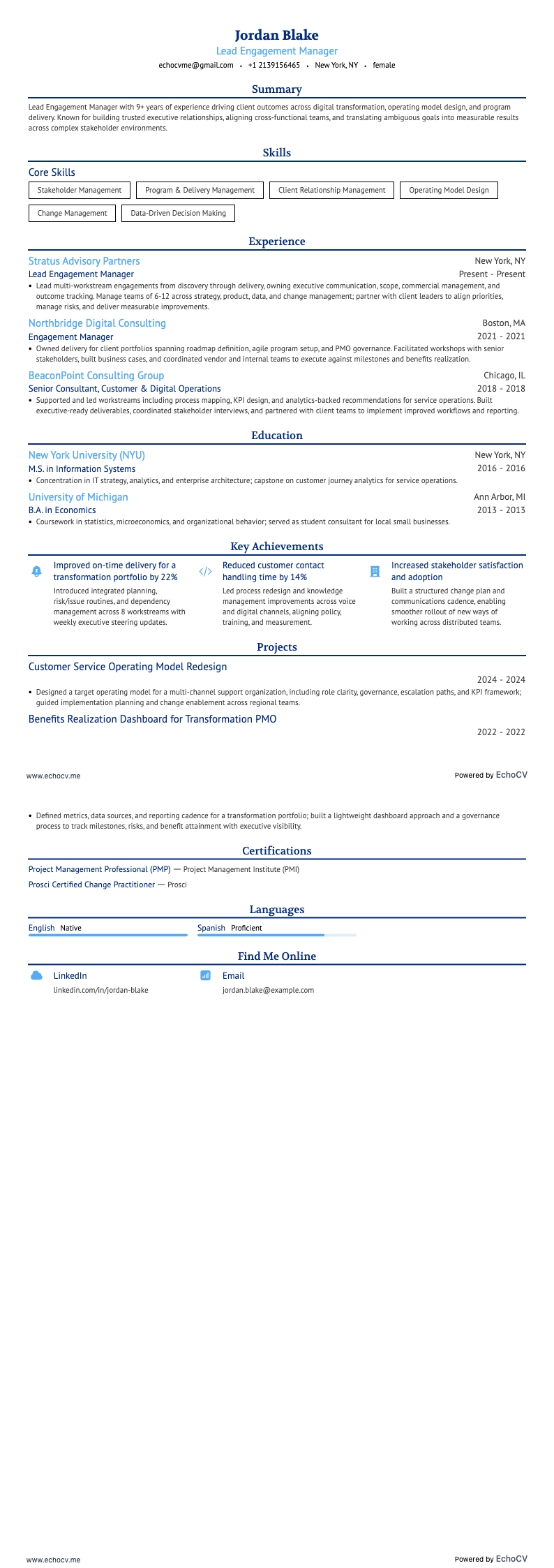 Gerente principal de compromiso