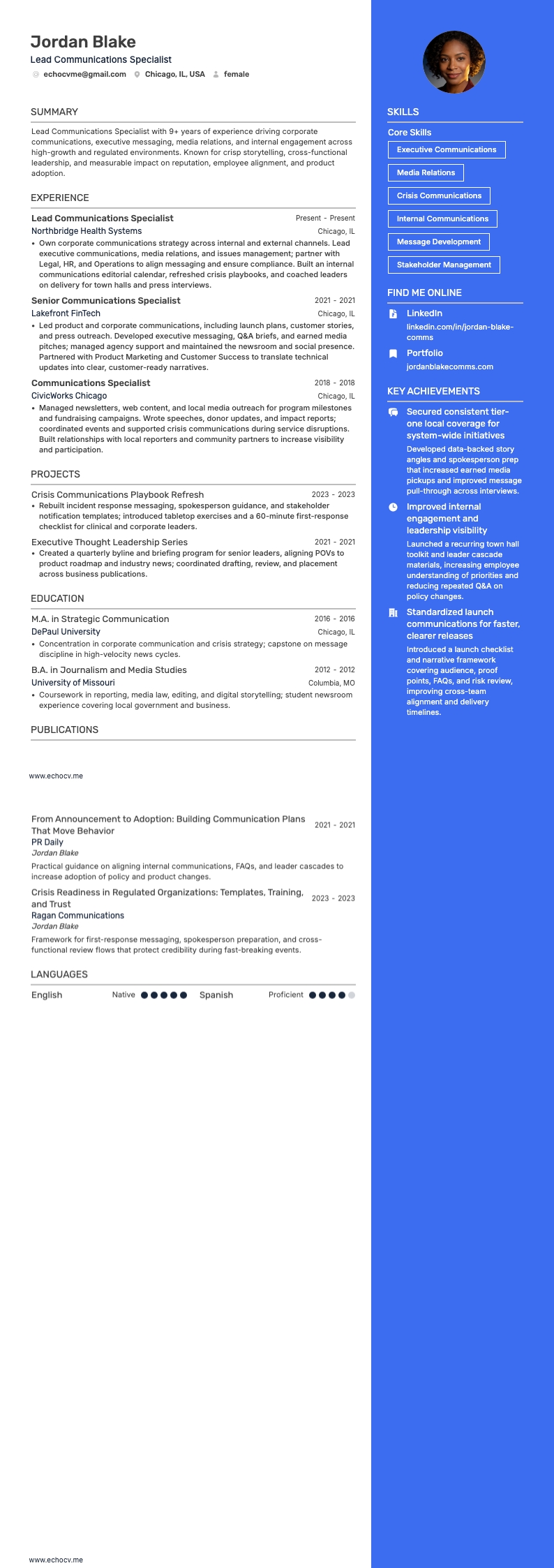 Lead Communications Specialist full preview