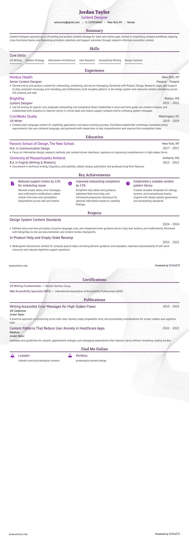 Content Designer full preview