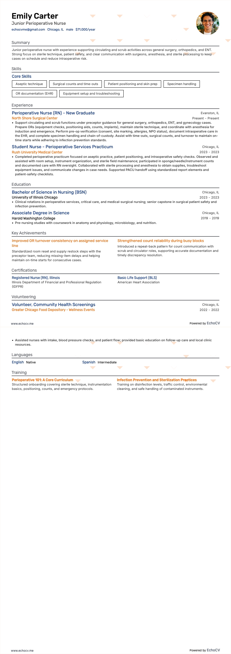 Perioperatief verpleegkundige resume example