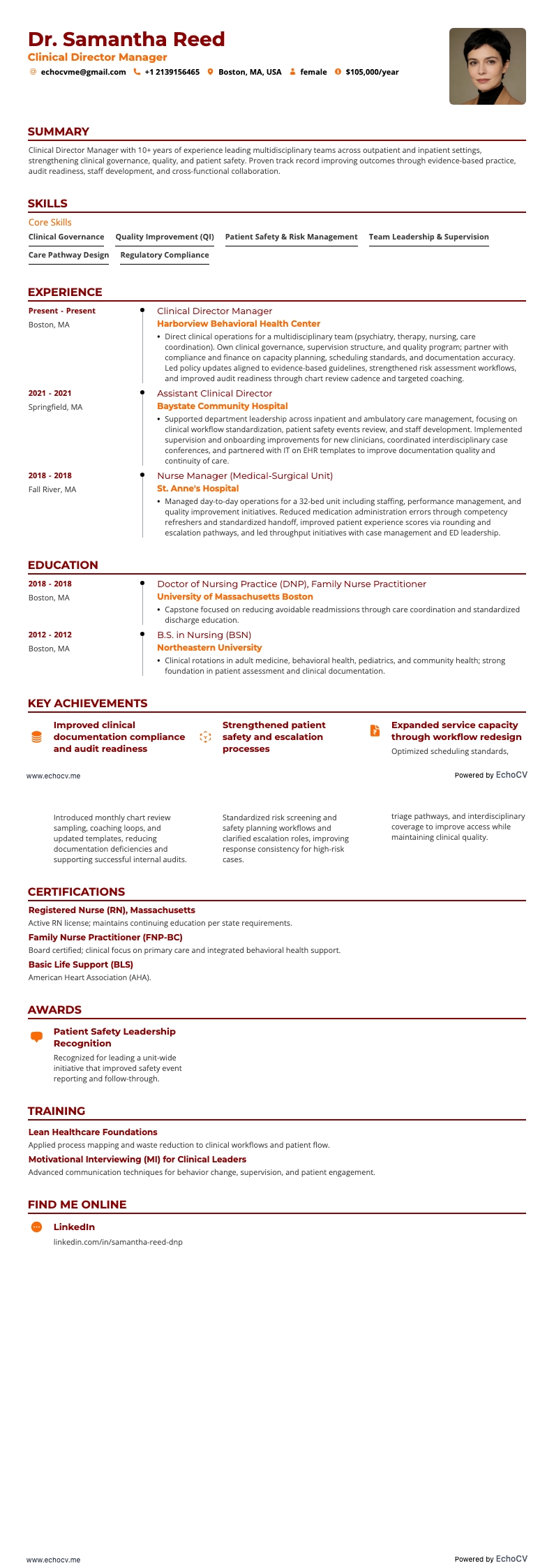 Clinical Director Manager full preview