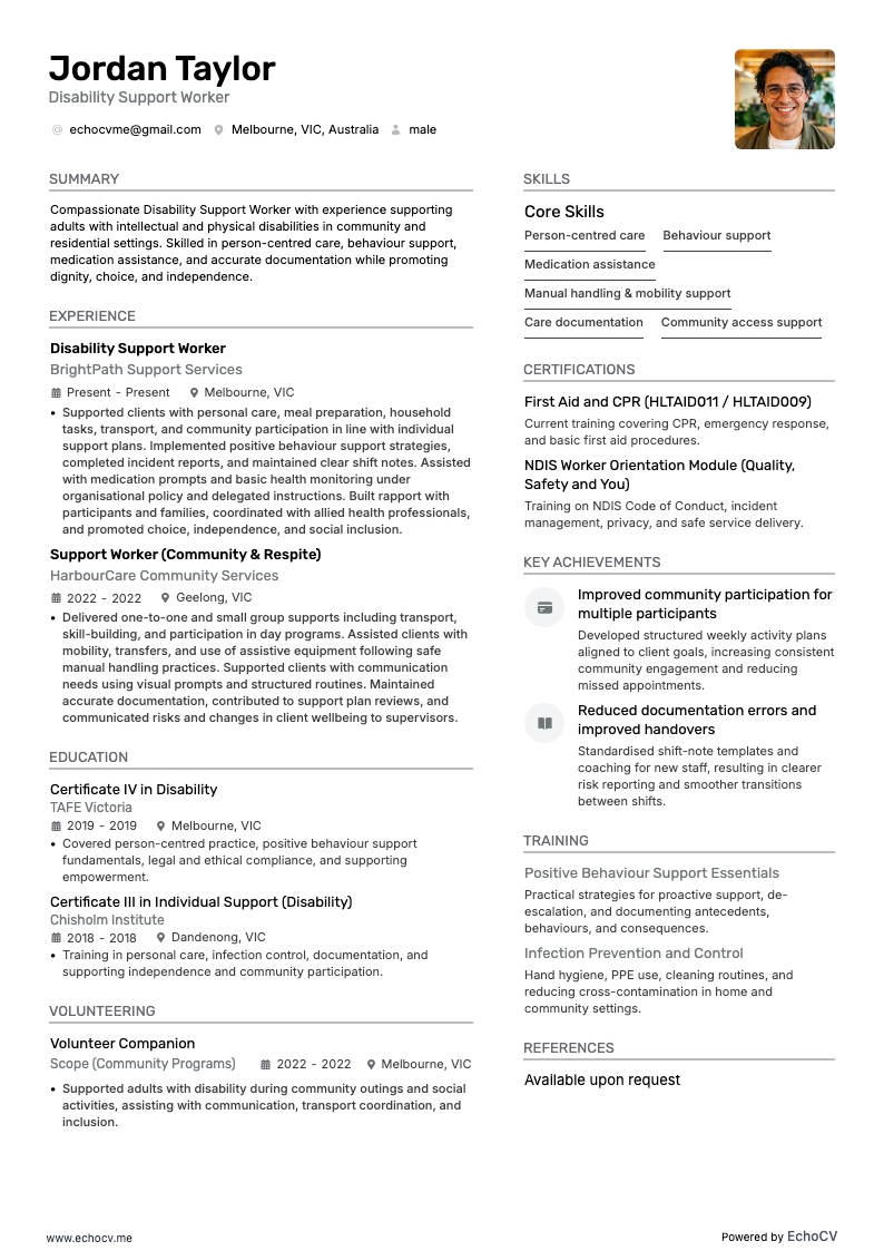 护理人员 resume example