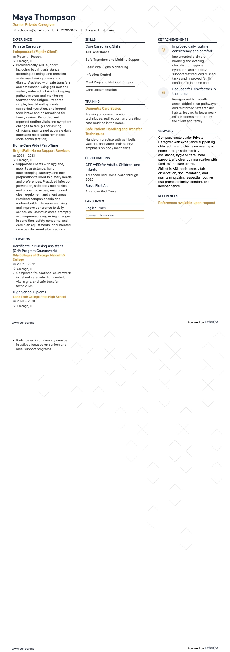 Anteprima completa di Assistente familiare junior