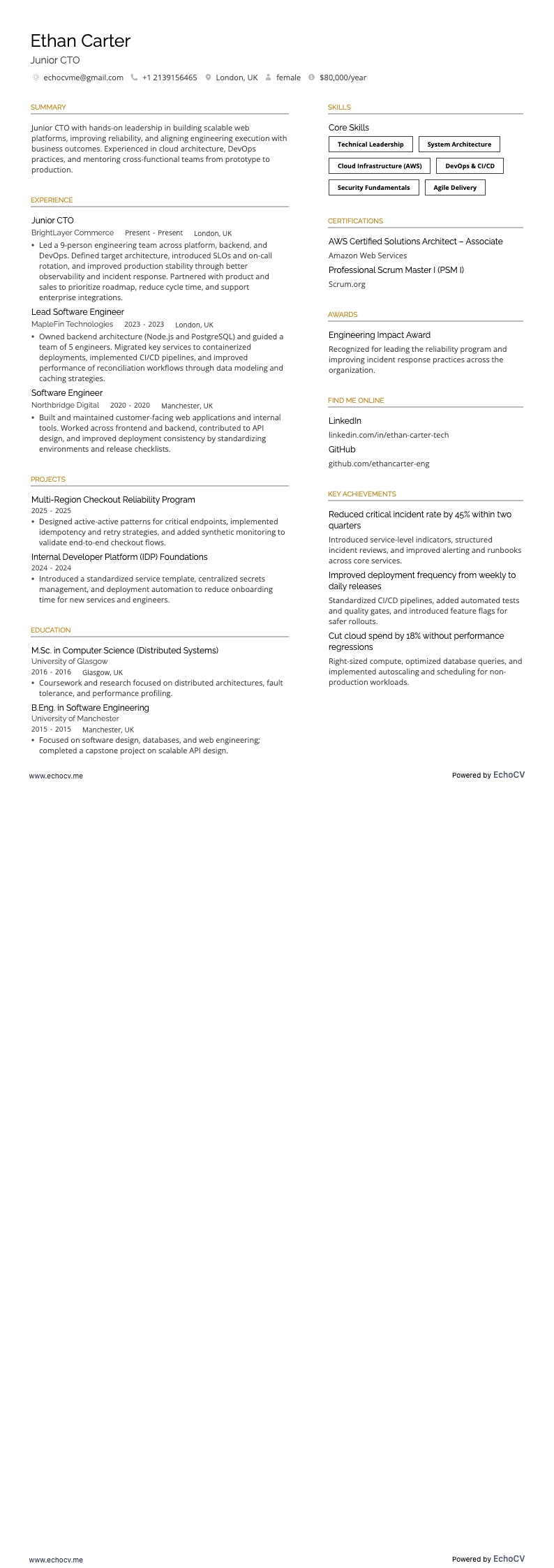 Junior CTO full preview