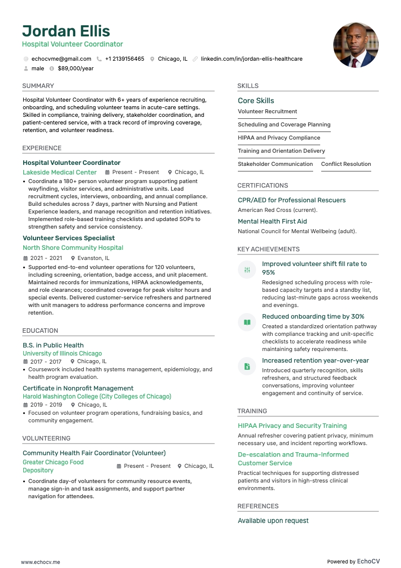 Vista previa completa de Coordinador de voluntarios hospitalarios