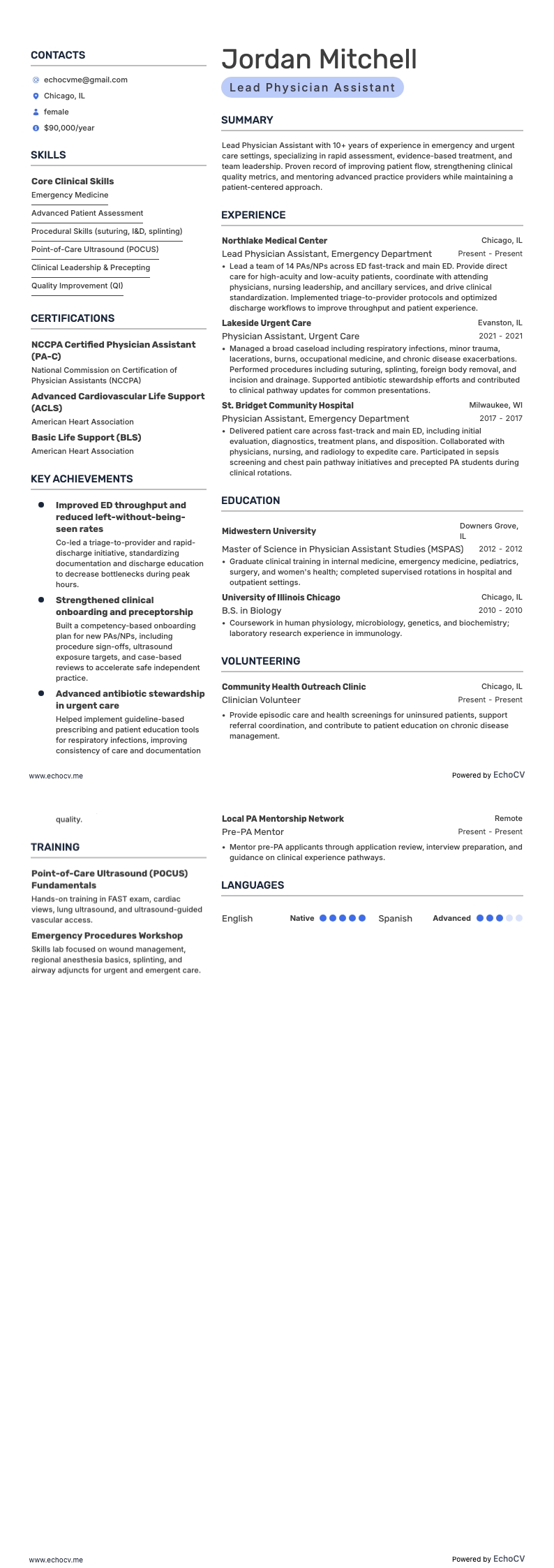 Aperçu complet de Assistant médical principal