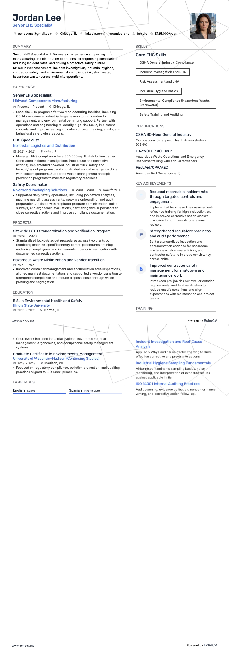 Aperçu complet de Spécialiste senior EHS