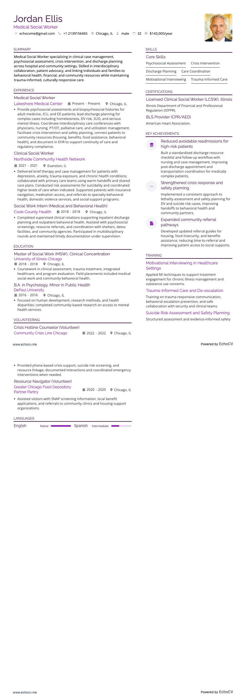 Assistant social médical example resume