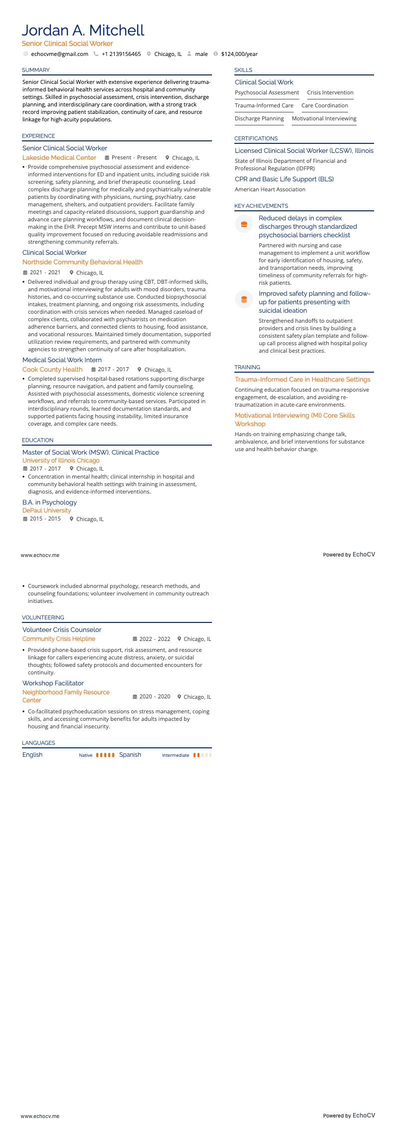 Aperçu complet de Travailleur social clinicien senior