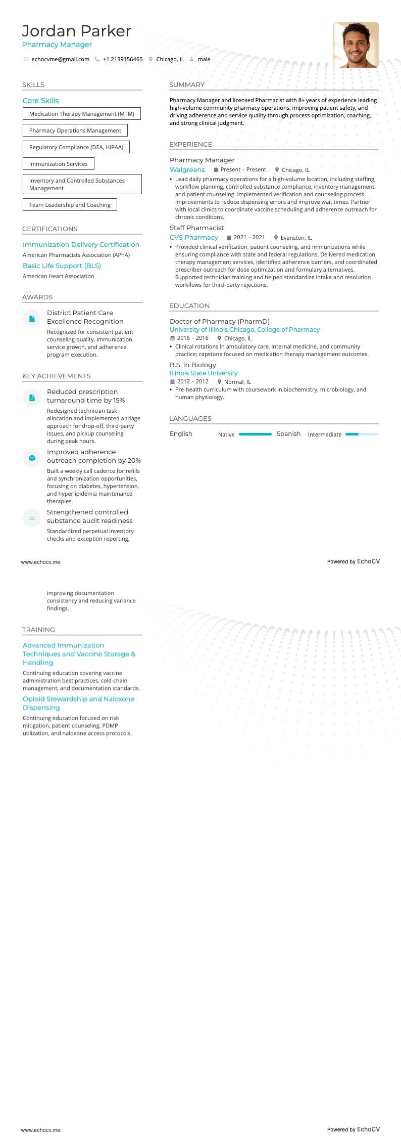 Apotheekmanager resume example