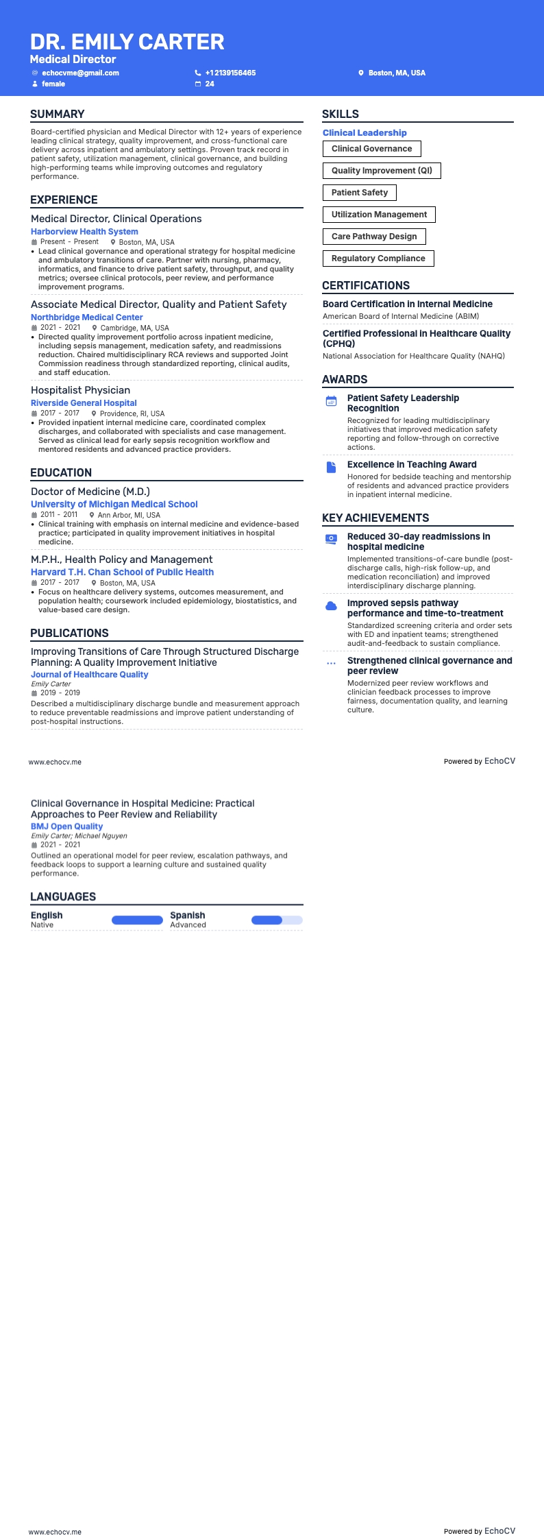 Aperçu complet de Directeur médical