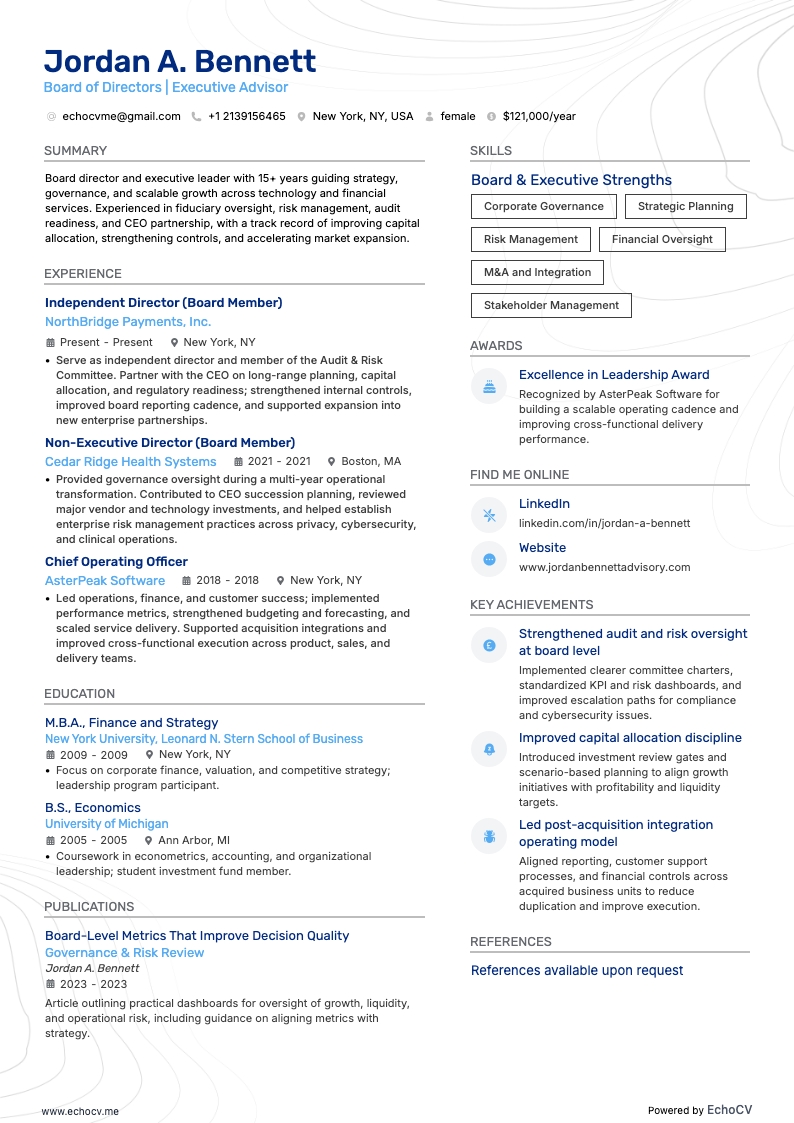 이사회 example resume