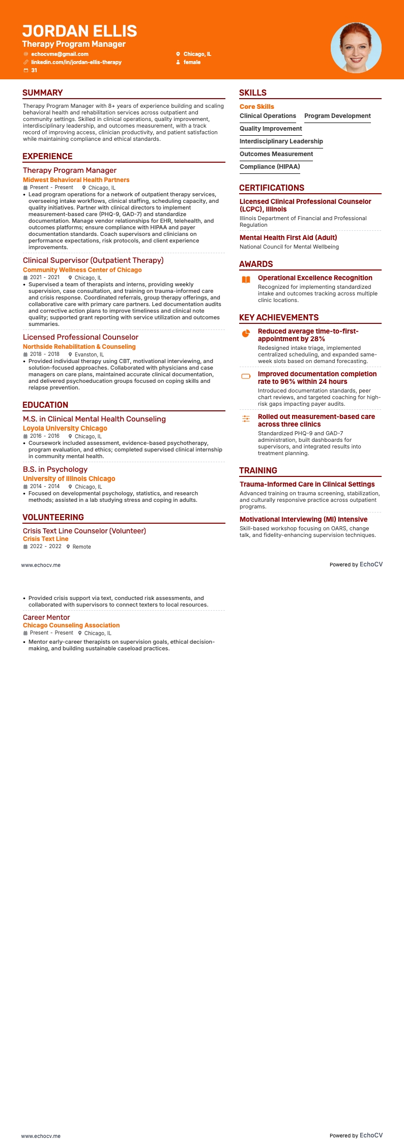 Aperçu complet de Responsable de programme thérapeutique