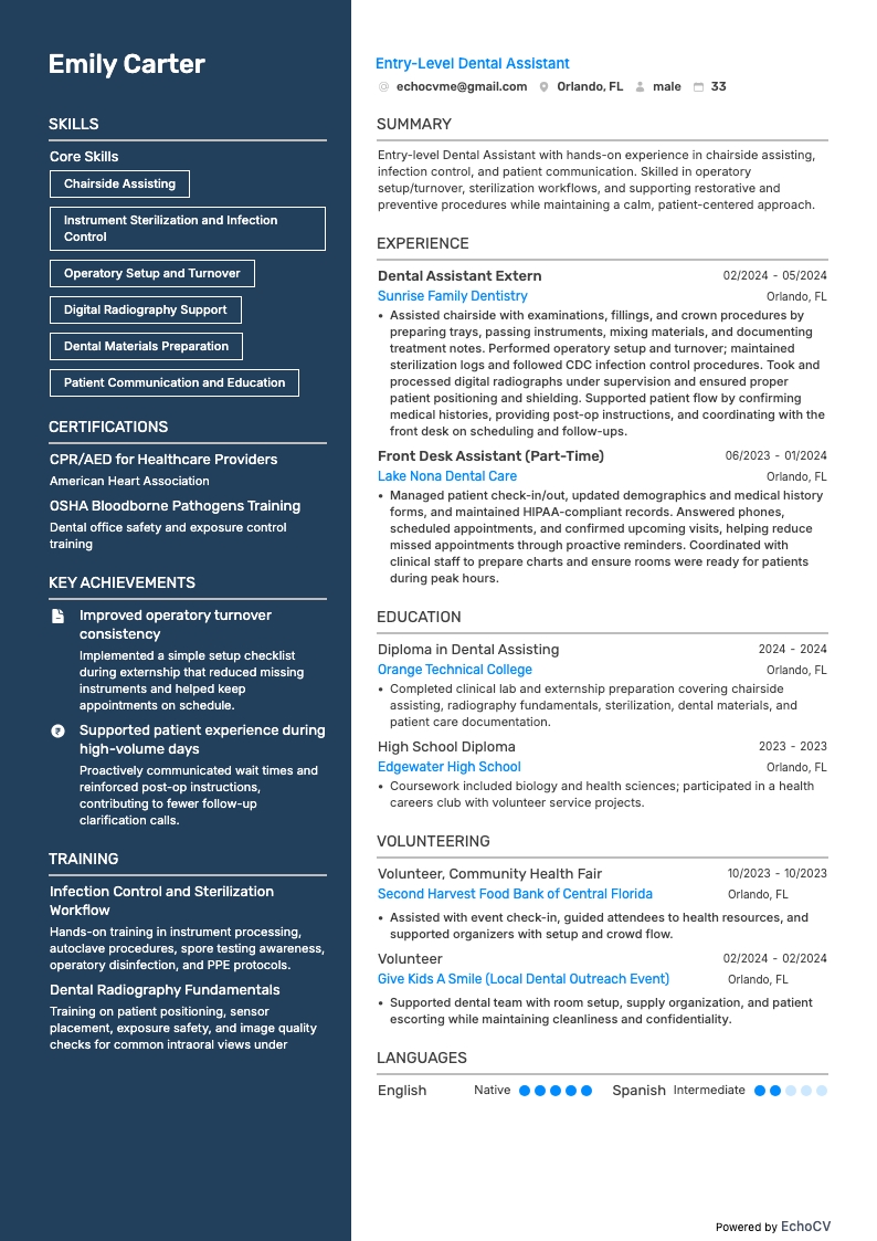 Dental Assistant (0–1 Years Experience) full preview