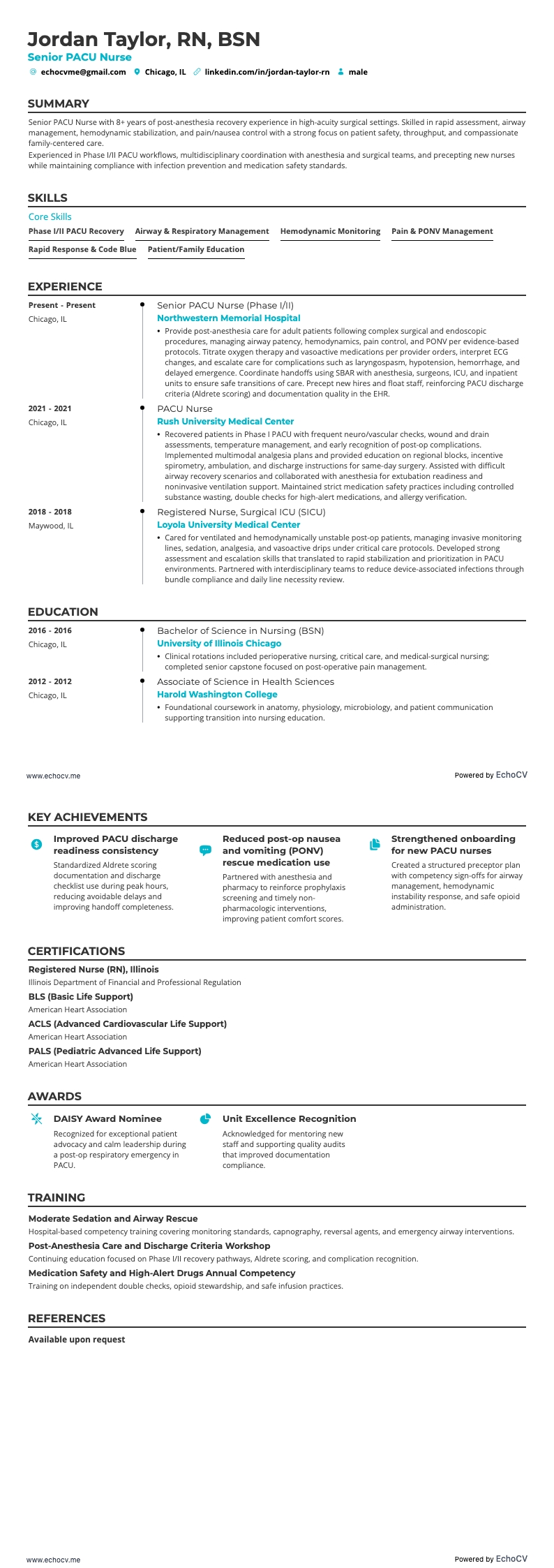 資深麻醉恢復室護理師 完整預覽