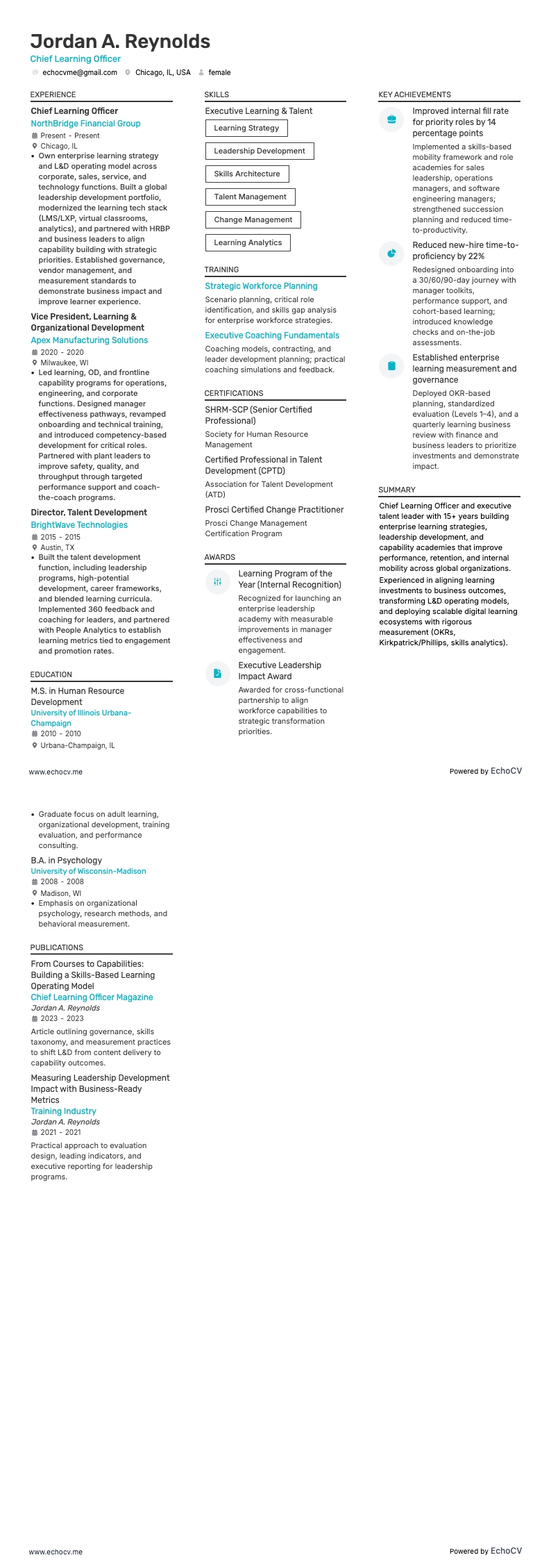 최고학습책임자 example resume