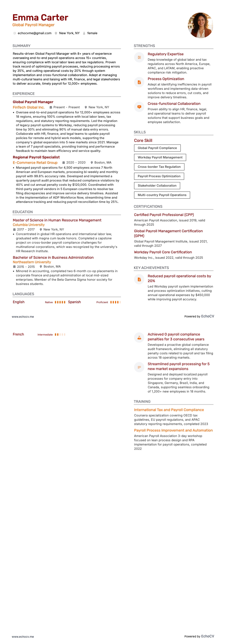 Global lönechef example resume