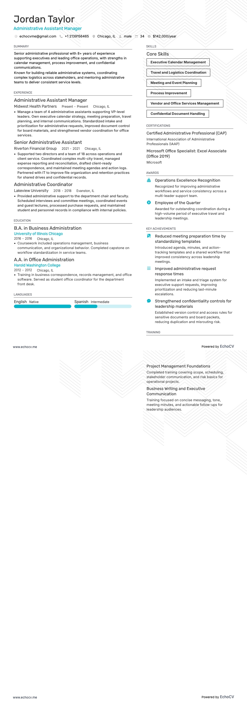 管理アシスタントマネージャー の全体プレビュー