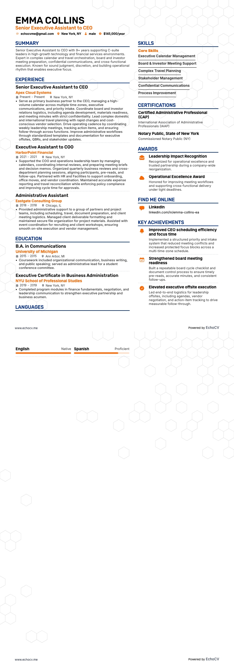 Prévia completa de Assistente Executiva Sênior do CEO