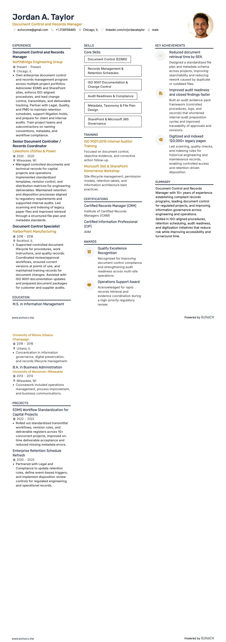 Gestor de documentos resume example