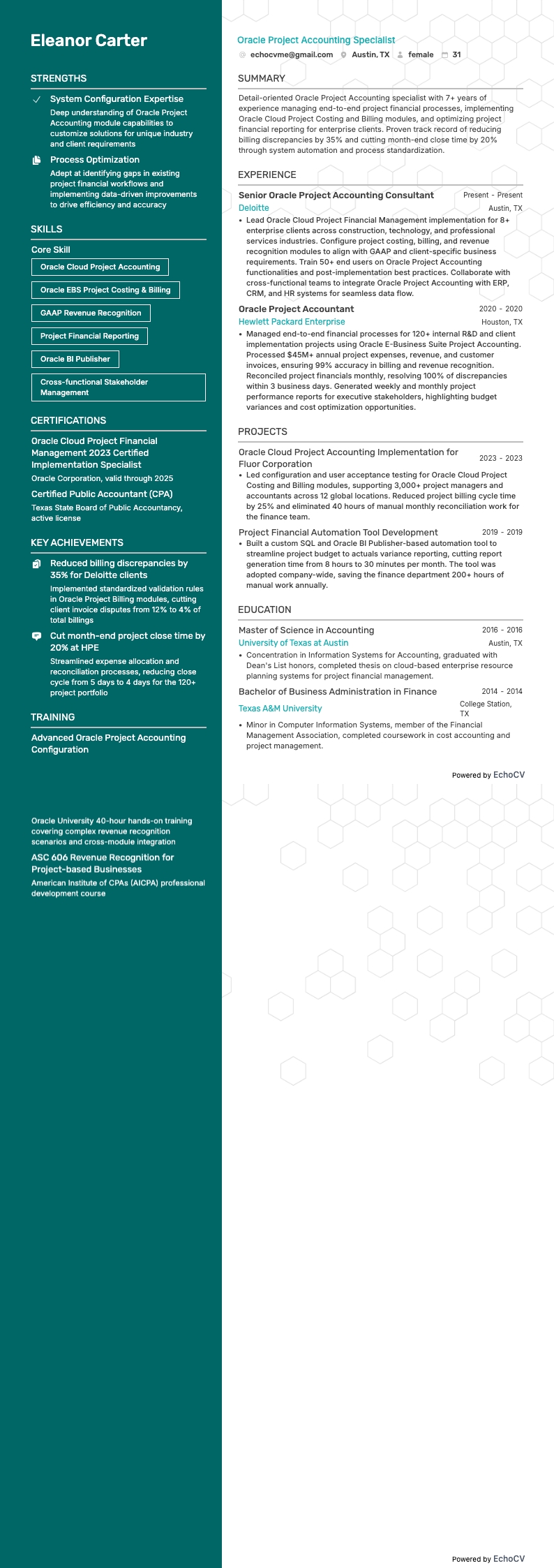 会計 resume example