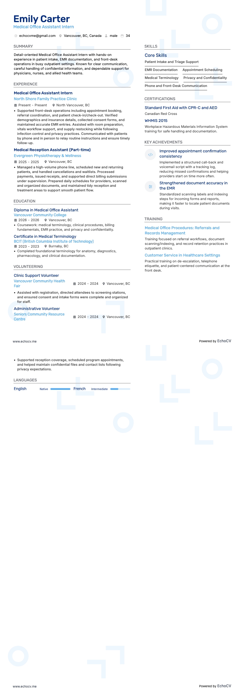 Tirocinante assistente amministrativo medico