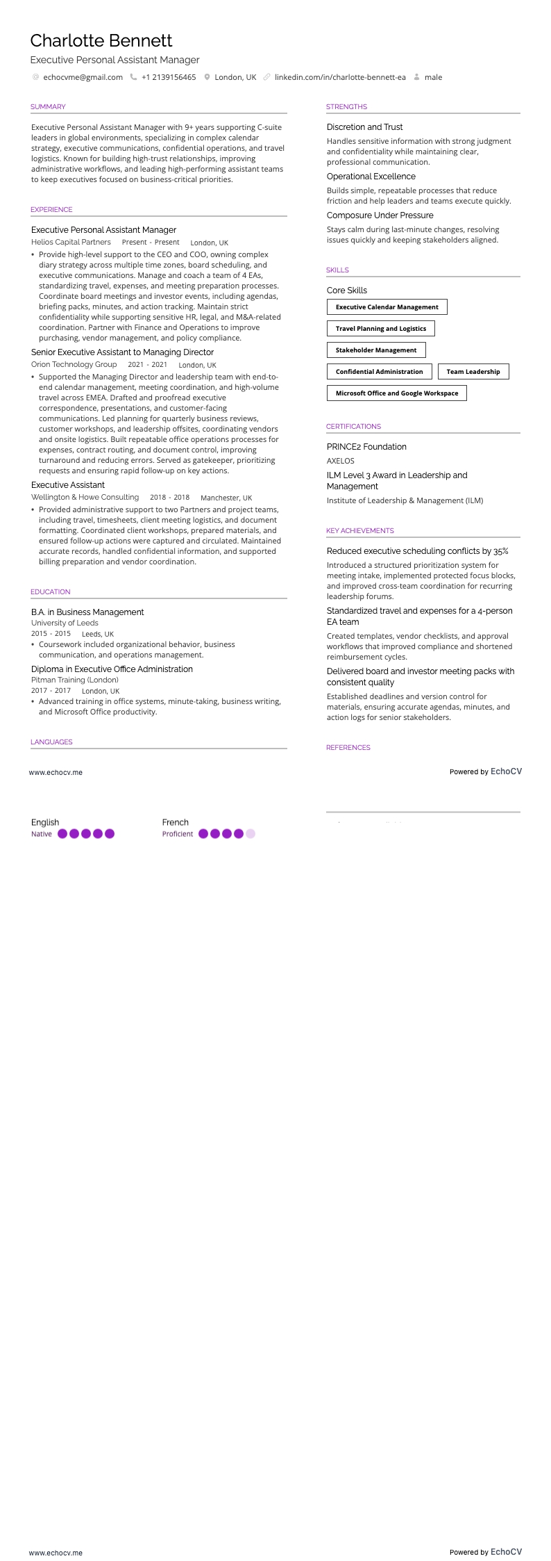 Executive Personal Assistant Manager full preview