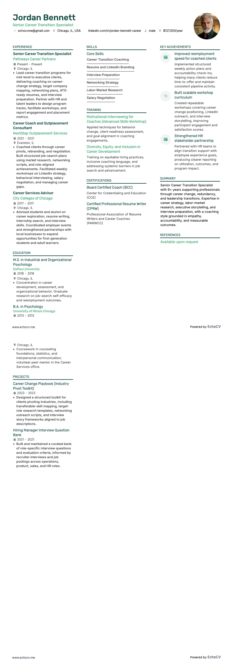 Senior Career Transition Specialist full preview