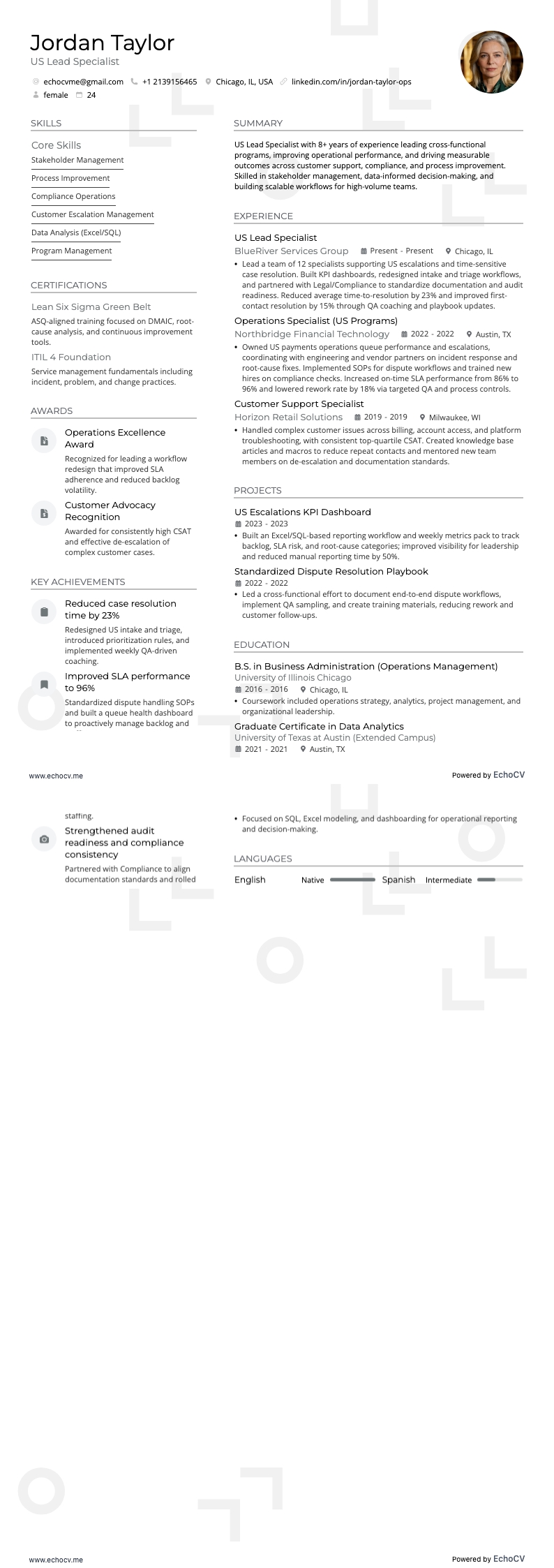 米国 resume example