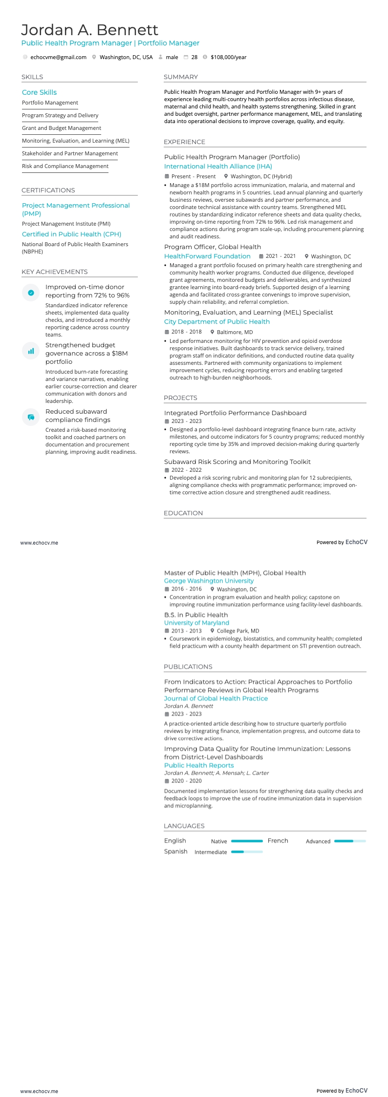 Public Health Program Manager, Portfolio Manager full preview