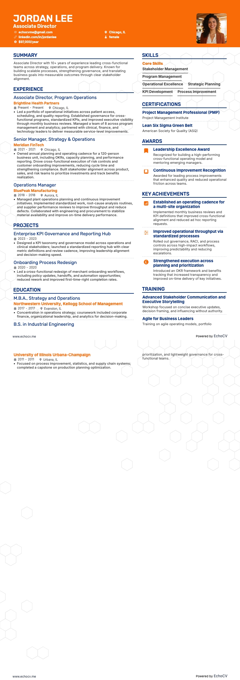 副總監 example resume