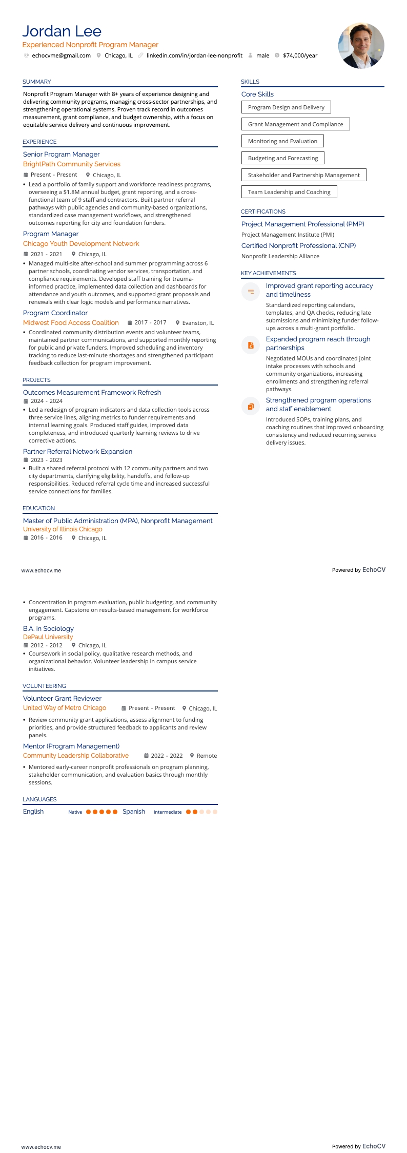 Prévia completa de Gerente de Programas do Terceiro Setor experiente