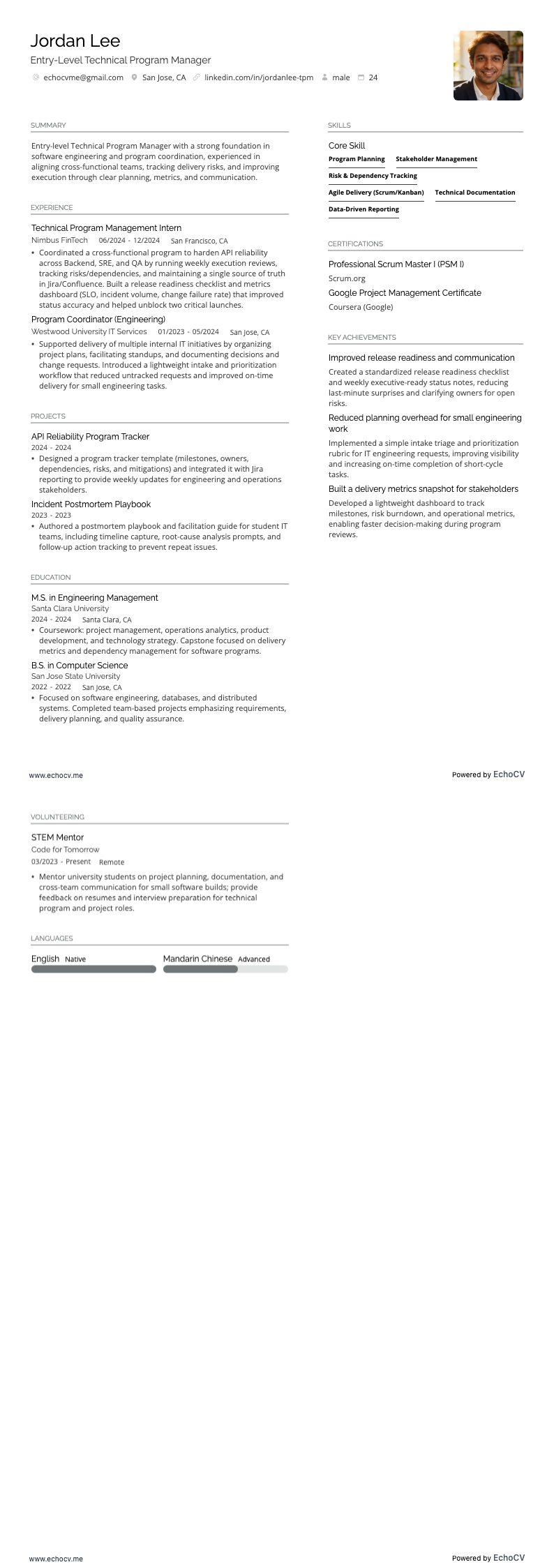 Gerente técnico de programas júnior