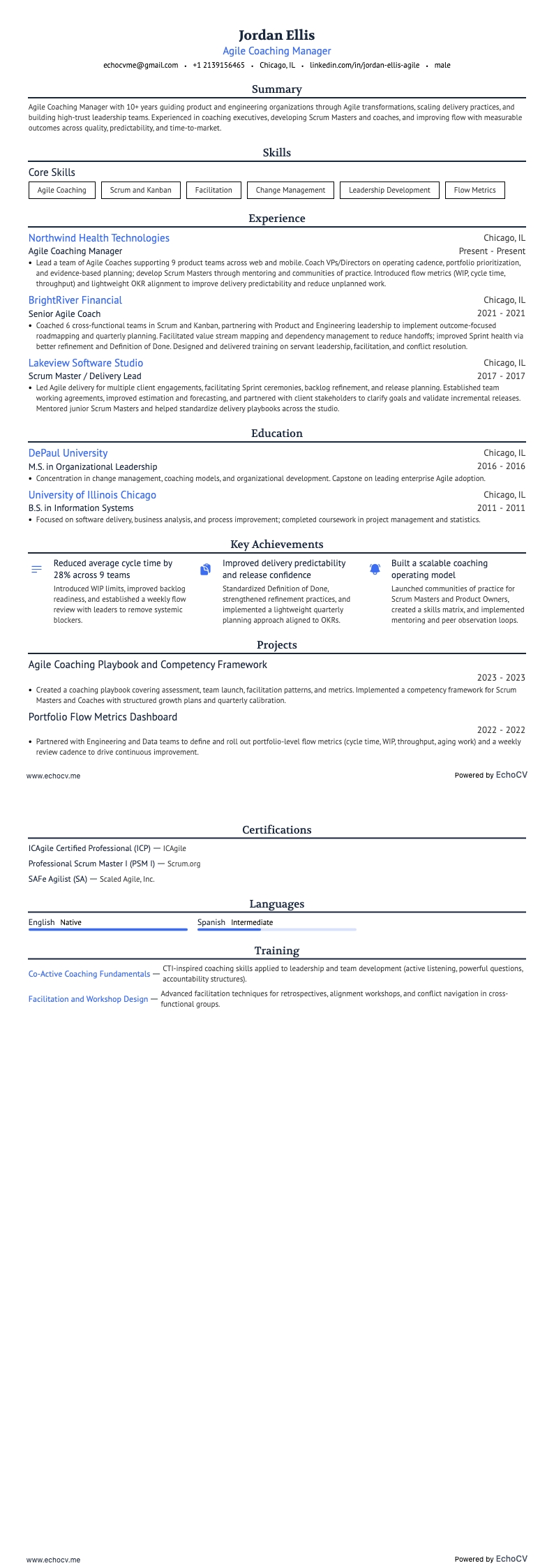 Xem trước đầy đủ Quản lý Huấn luyện Agile