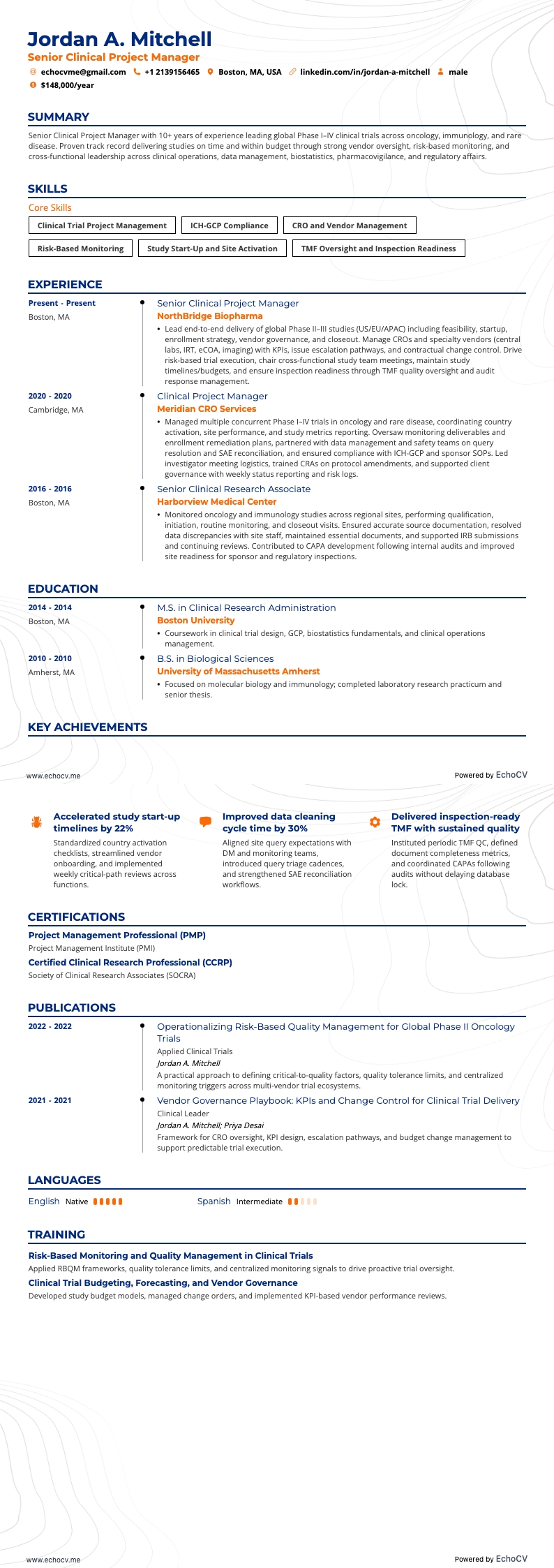 シニア臨床プロジェクトマネージャー の全体プレビュー