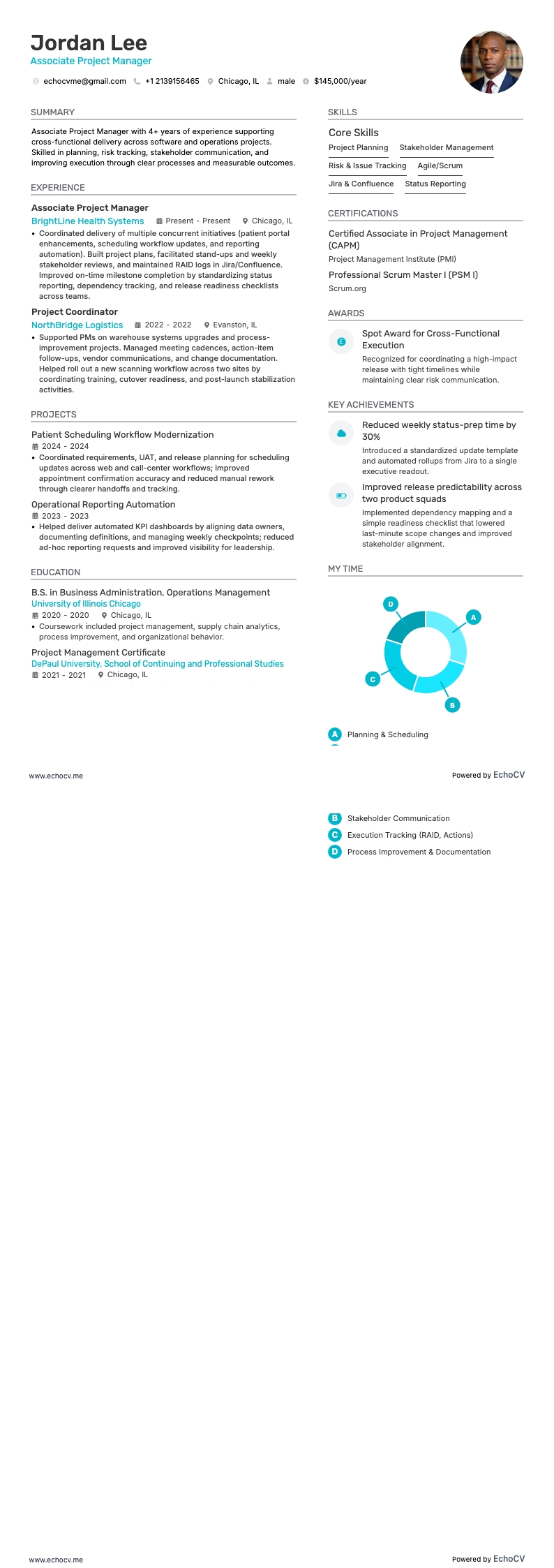 Associate Project Manager example resume