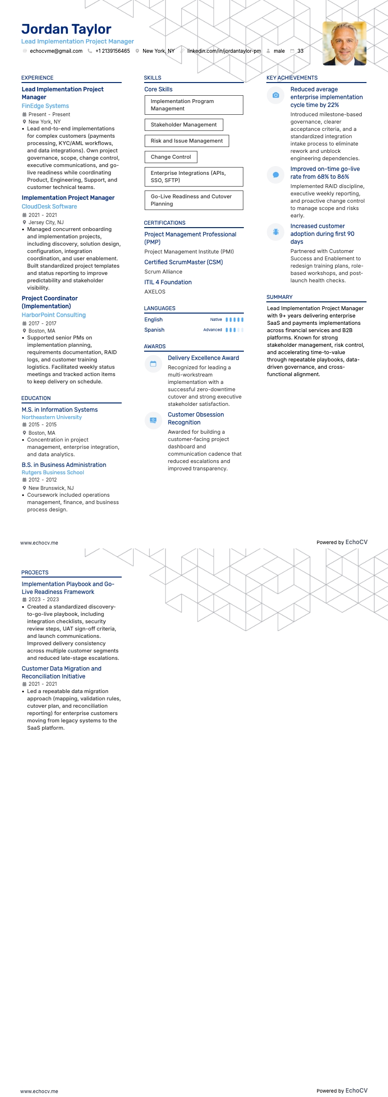 Prévia completa de Gerente principal de projetos de implementação