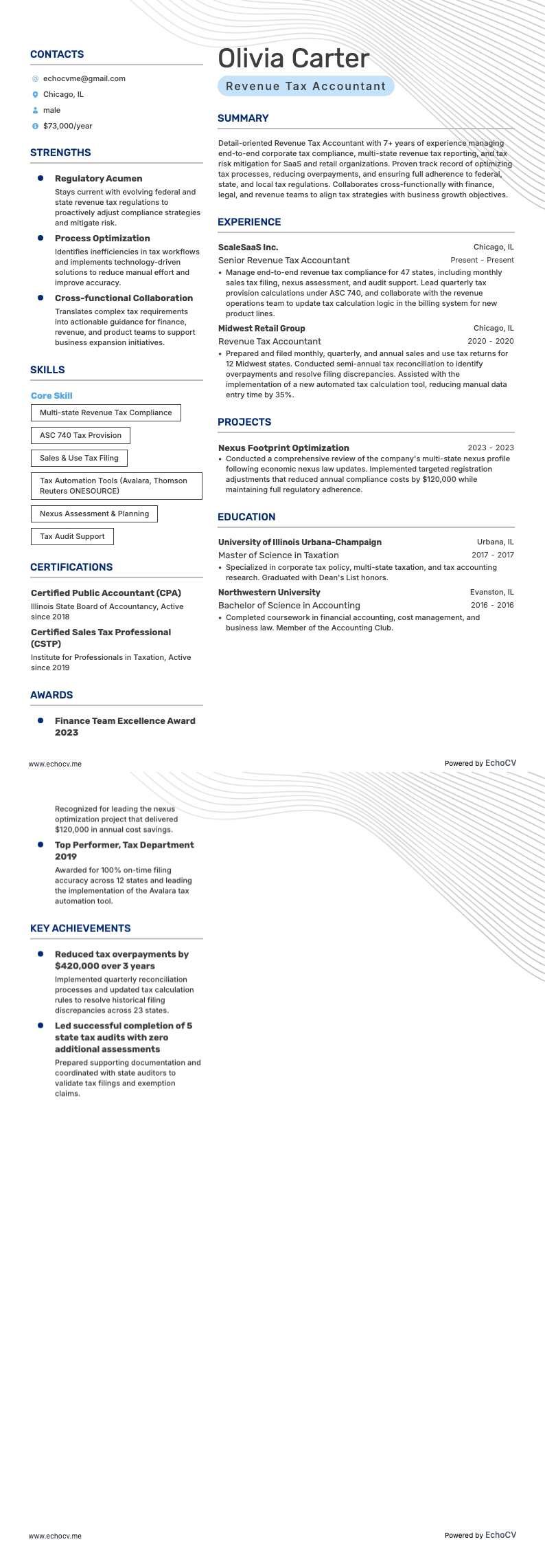 税務会計士 example resume