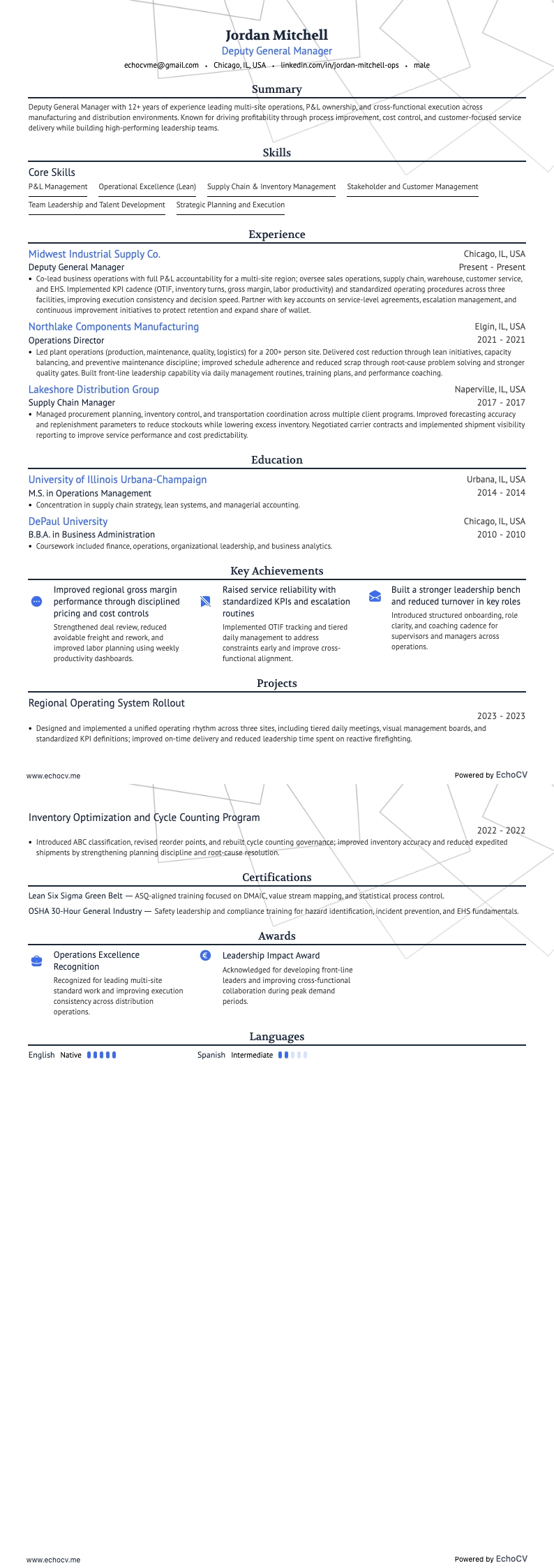 Deputy General Manager full preview