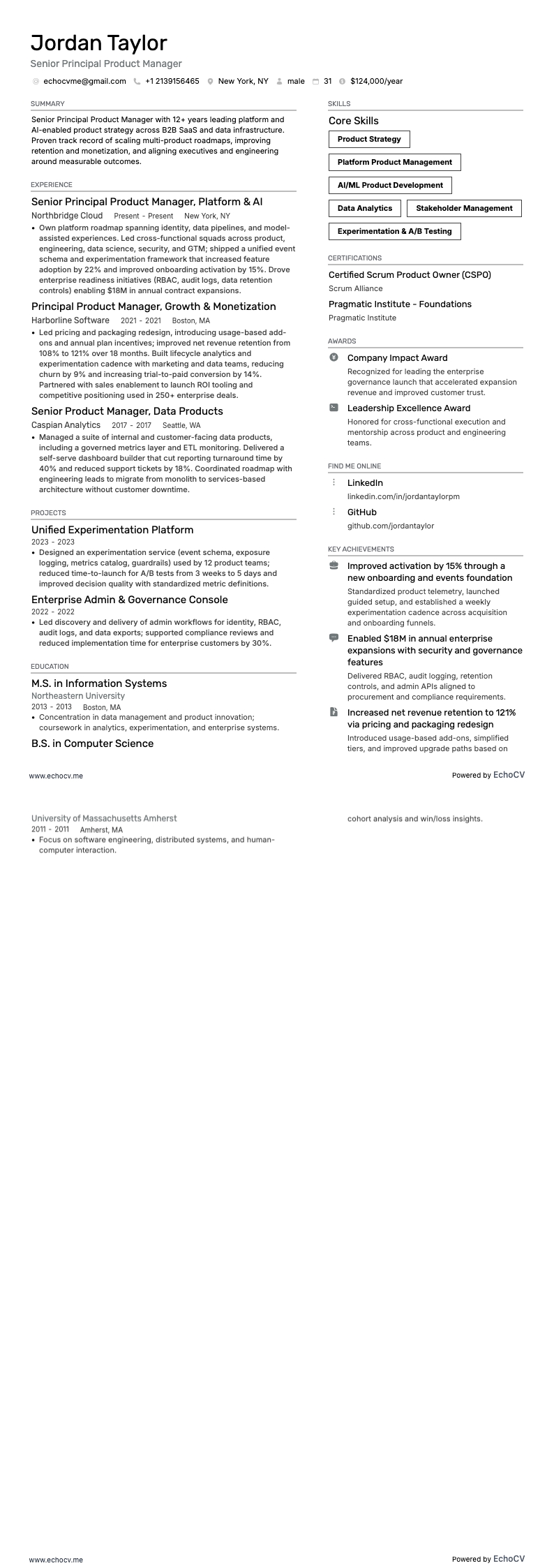 Senior Principal Product Manager full preview